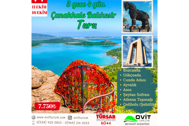 Rize Trabzon Artvin Çıkışlı Çanakkale Balıkesir Turu