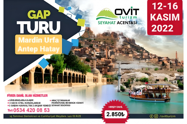 Rize Trabzon Hopa Çıkışlı Büyük Gap Turu